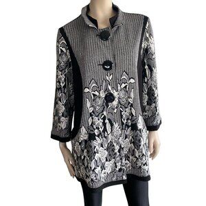 Joseph Ribkoff Floral Jacquard Black & White Jacket S14